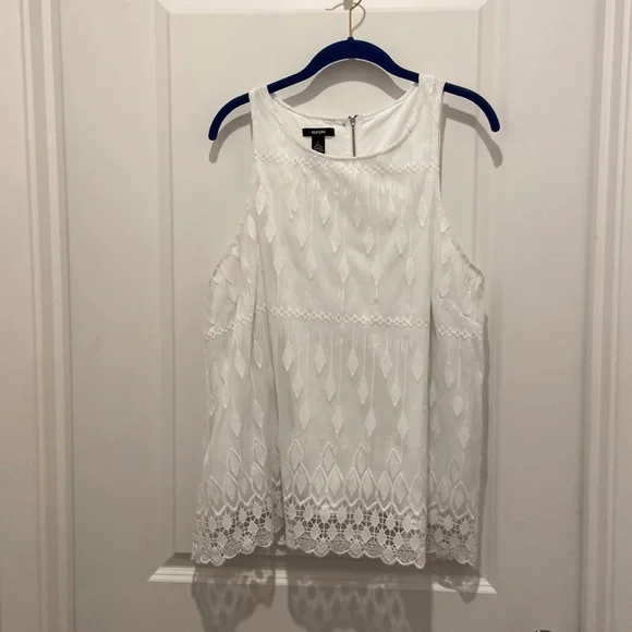 White Lace A-line Tank Blouse - Picture 1 of 5